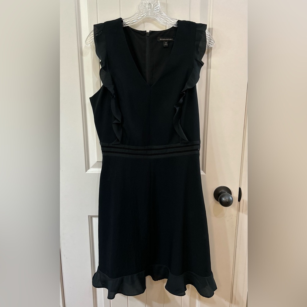 Banana Republic Black Ruffle Midi Dress - Never Worn